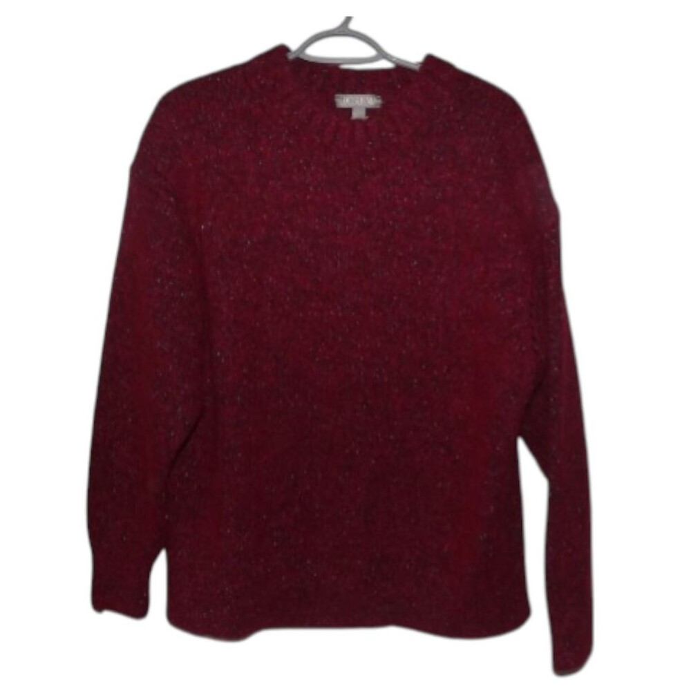 J.Crew Donegal Crewneck Sweater Size L Burgundy Cotton/Wool/Alpaca Blend